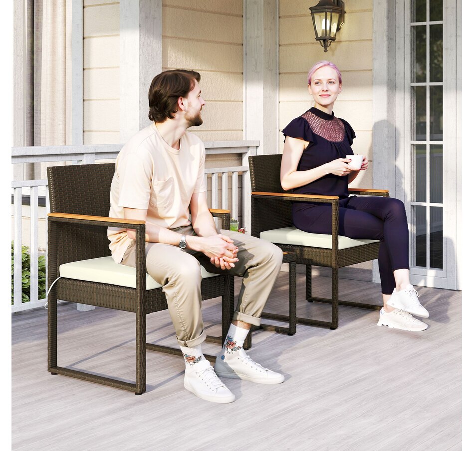 Image 964466_ALTMORE7.jpg, Product 964-466 / Price $179.99, Outsunny 3 Pieces Wicker Patio Furniture Set, Rattan Bistro Set, White from Outsunny on TSC.ca's Home & Garden department