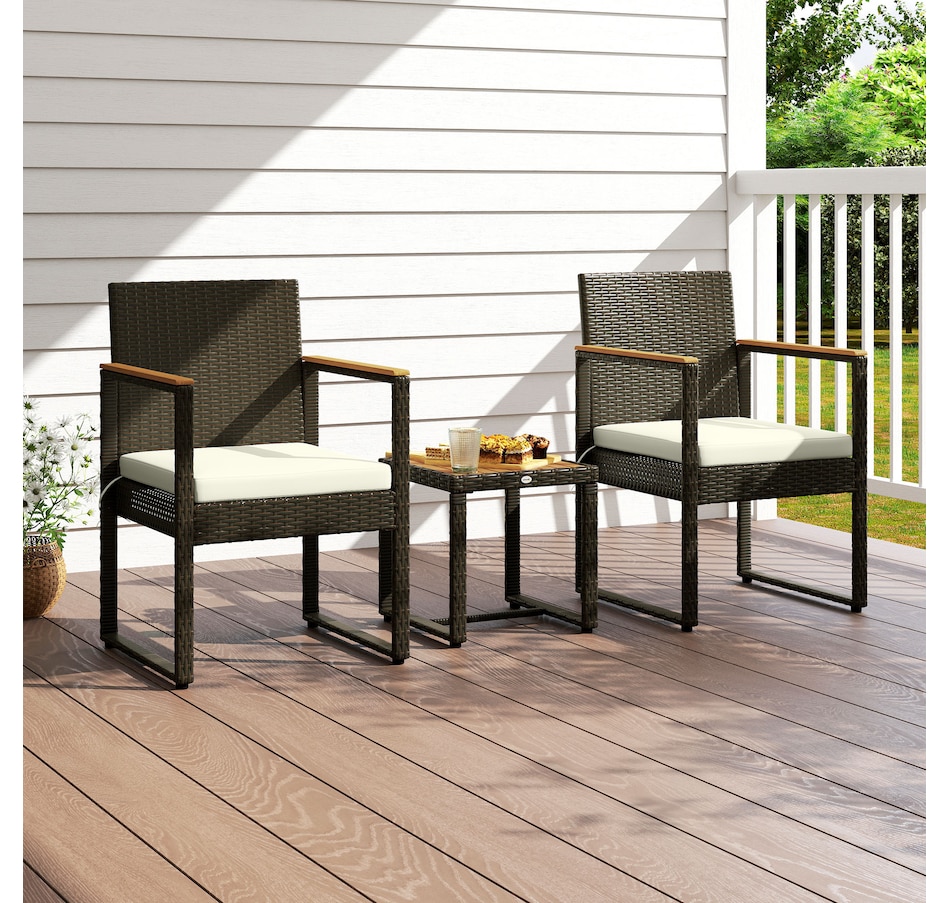 Image 964466_ALTMORE8.jpg, Product 964-466 / Price $179.99, Outsunny 3 Pieces Wicker Patio Furniture Set, Rattan Bistro Set, White from Outsunny on TSC.ca's Home & Garden department