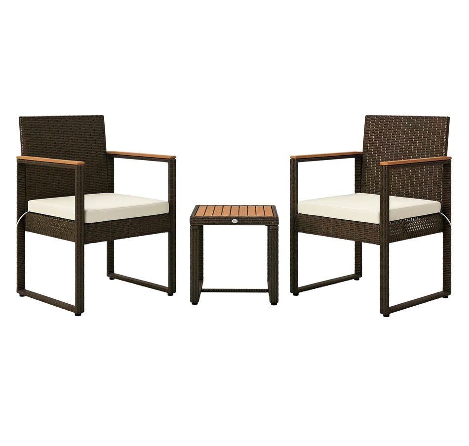 Image 964466_ST01.png, Product 964-466 / Price $179.99, Outsunny 3 Pieces Wicker Patio Furniture Set, Rattan Bistro Set, White from Outsunny on TSC.ca's Home & Garden department