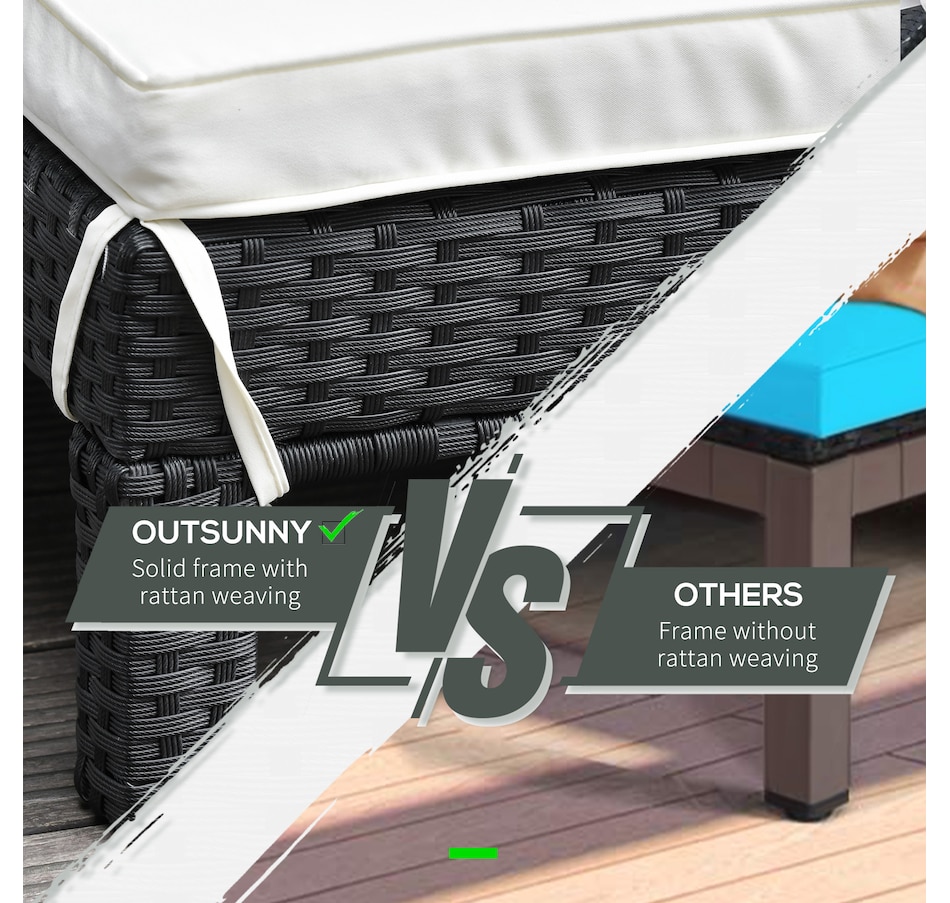 Image 964471_ALTMORE15.jpg, Product 964-471 / Price $319.99 - $339.99, Outsunny Wicker Double Chaise Lounge Chair Outdoor Recliner 2 Person Rattan Patio Reclining Sunbed Furniture Cushioned w/Adjustable Backrest from Outsunny on TSC.ca's Home & Garden department