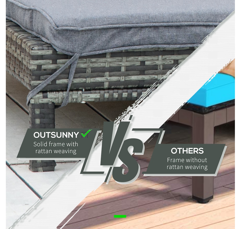 Image 964471_ALTMORE7.jpg, Product 964-471 / Price $319.99 - $339.99, Outsunny Wicker Double Chaise Lounge Chair Outdoor Recliner 2 Person Rattan Patio Reclining Sunbed Furniture Cushioned w/Adjustable Backrest from Outsunny on TSC.ca's Home & Garden department