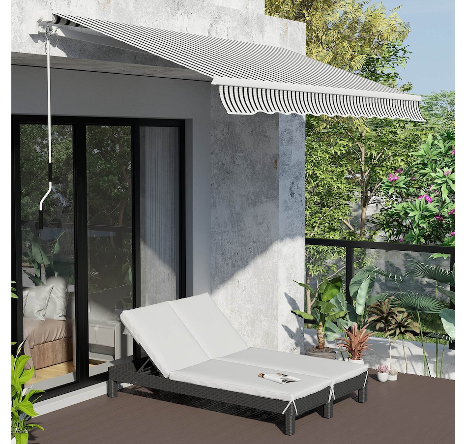 Image 964471_ALTMORE9.jpg, Product 964-471 / Price $319.99 - $339.99, Outsunny Wicker Double Chaise Lounge Chair Outdoor Recliner 2 Person Rattan Patio Reclining Sunbed Furniture Cushioned w/Adjustable Backrest from Outsunny on TSC.ca's Home & Garden department