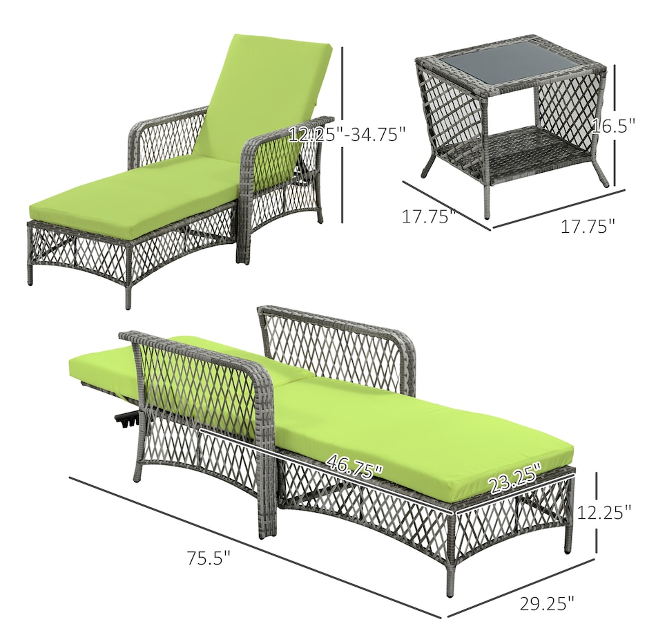 Image 964475_ALTMORE10.jpg, Product 964-475 / Price $249.99, Outsunny 2 Pieces Wicker Patio Lounge Set w/ Cushions from Outsunny on TSC.ca's Home & Garden department