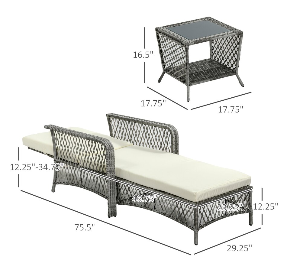 Image 964475_ALTMORE2.jpg, Product 964-475 / Price $249.99, Outsunny 2 Pieces Wicker Patio Lounge Set w/ Cushions from Outsunny on TSC.ca's Home & Garden department