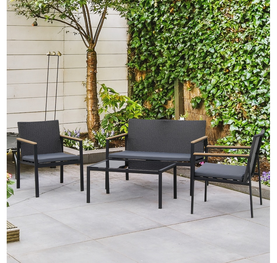 Image 964488_ALTMORE1.jpg, Product 964-488 / Price $257.99, Outsunny 4 Pieces Wicker Patio Furniture Set with Cushions from Outsunny on TSC.ca's Home & Garden department