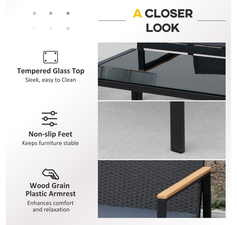 Image 964488_ALTMORE5.jpg, Product 964-488 / Price $257.99, Outsunny 4 Pieces Wicker Patio Furniture Set with Cushions from Outsunny on TSC.ca's Home & Garden department