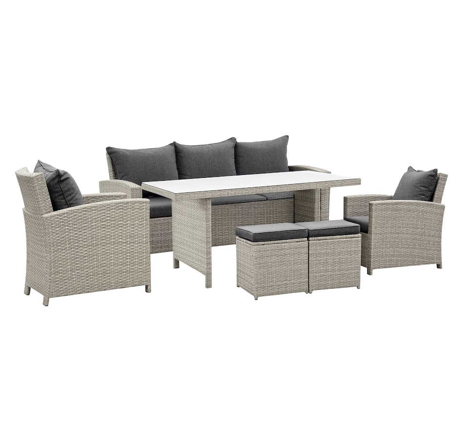 Image 964495.png, Product 964-495 / Price $1,119.99, Outsunny 6 Pieces Wicker Patio Furniture Set with Cushions, Dark Grey from Outsunny on TSC.ca's Home & Garden department