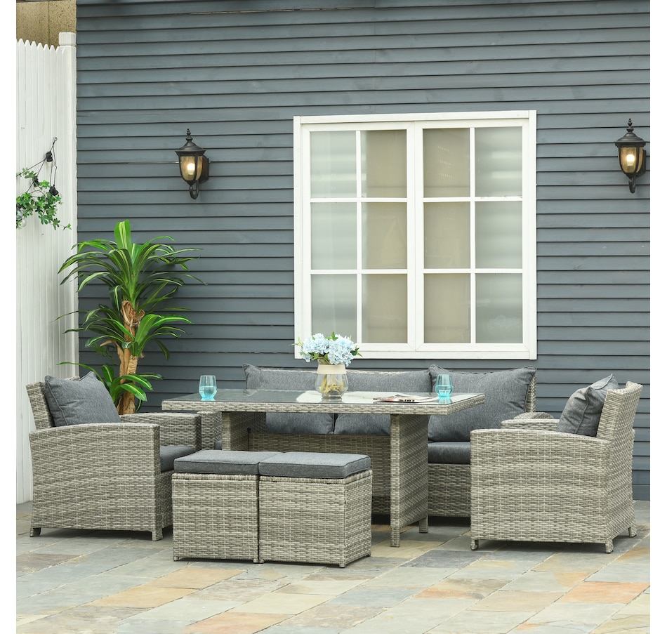 Image 964495_ALTMORE1.jpg, Product 964-495 / Price $1,119.99, Outsunny 6 Pieces Wicker Patio Furniture Set with Cushions, Dark Grey from Outsunny on TSC.ca's Home & Garden department