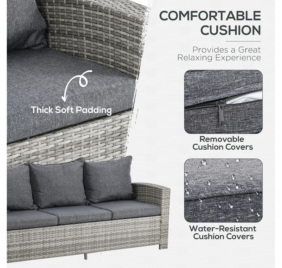 Image 964495_ALTMORE4.jpg, Product 964-495 / Price $1,119.99, Outsunny 6 Pieces Wicker Patio Furniture Set with Cushions, Dark Grey from Outsunny on TSC.ca's Home & Garden department