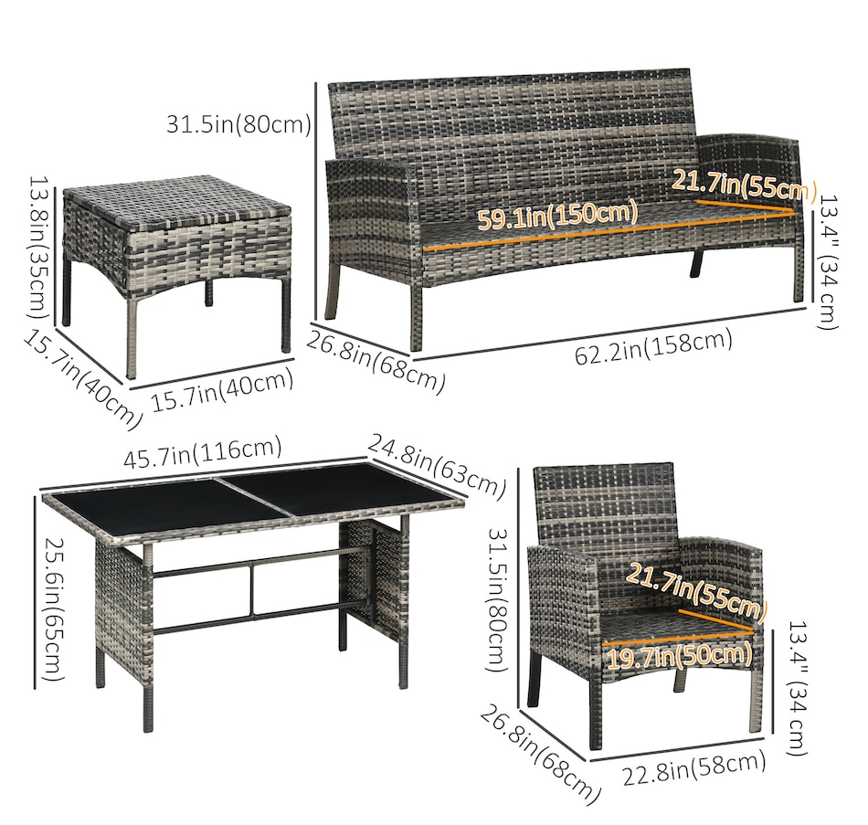Image 964497_ALTMORE2.jpg, Product 964-497 / Price $599.99, Outsunny 6 Piece Patio Furniture Set with Patio Chairs from Outsunny on TSC.ca's Home & Garden department