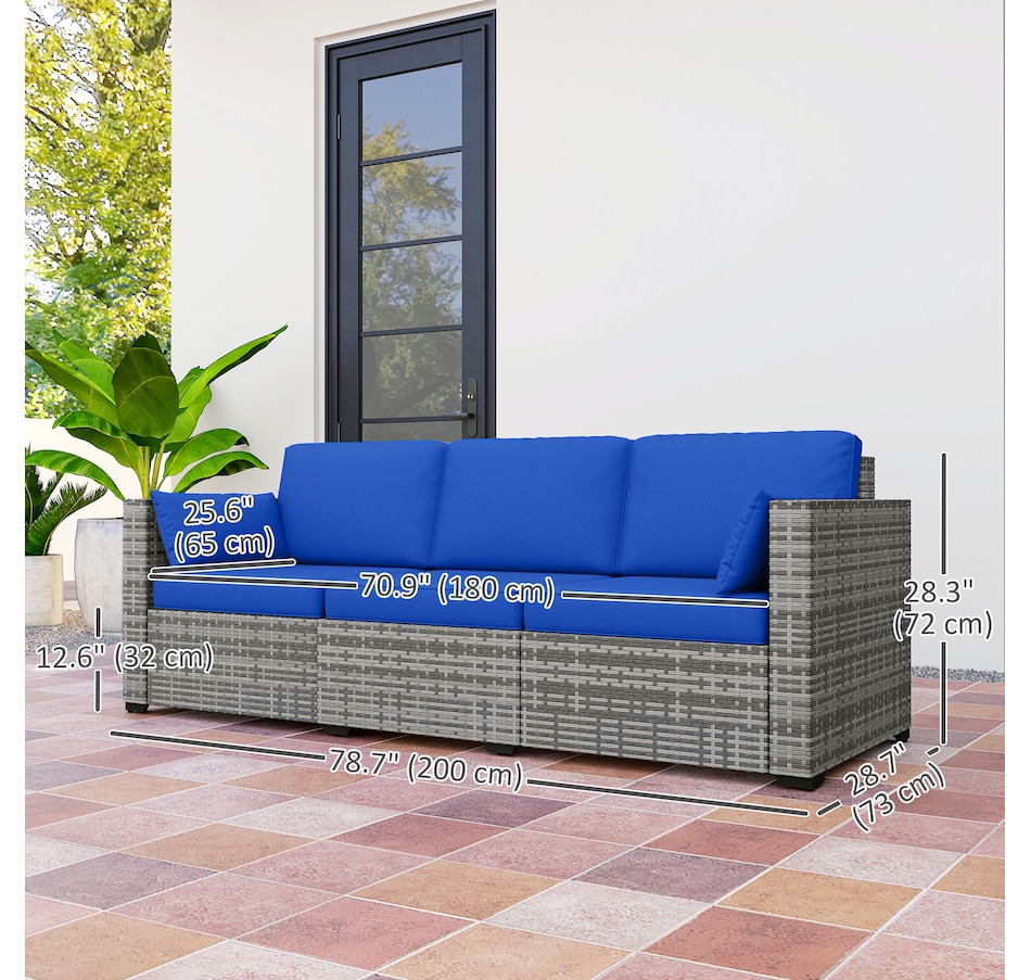 Image 964505_ALTMORE2.jpg, Product 964-505 / Price $379.99, Outsunny Three-Seater Outdoor Sofa with Cushions from Outsunny on TSC.ca's Home & Garden department