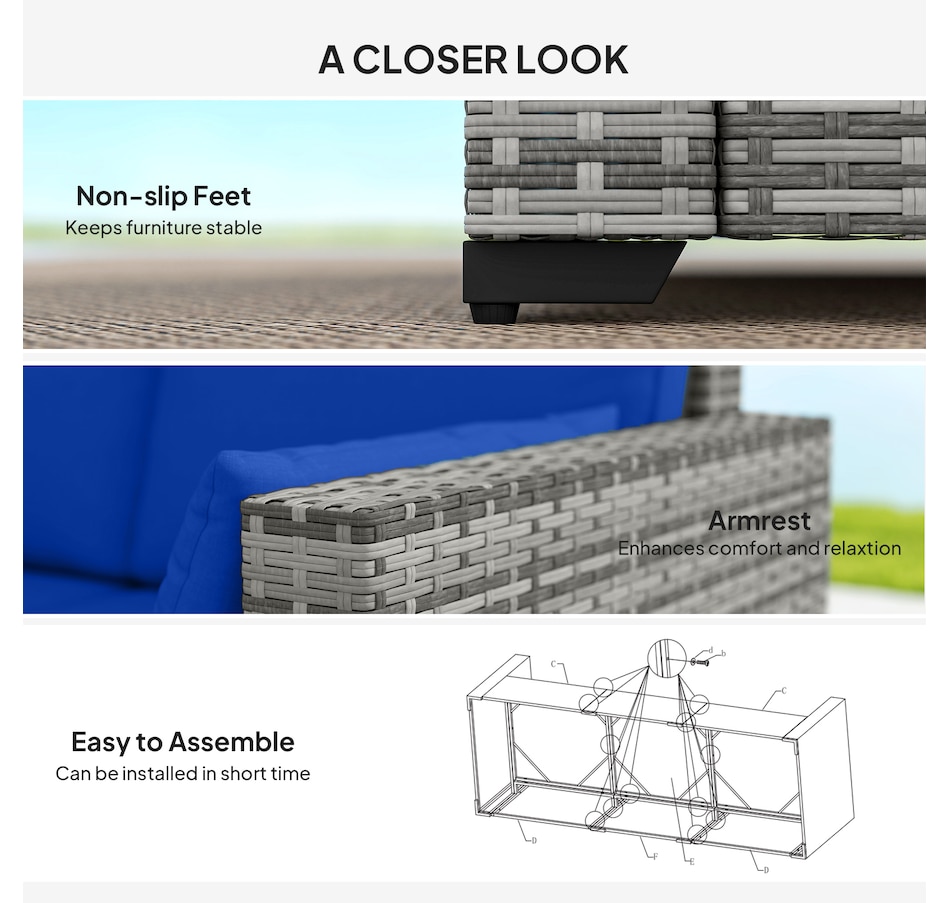 Image 964505_ALTMORE5.jpg, Product 964-505 / Price $379.99, Outsunny Three-Seater Outdoor Sofa with Cushions from Outsunny on TSC.ca's Home & Garden department