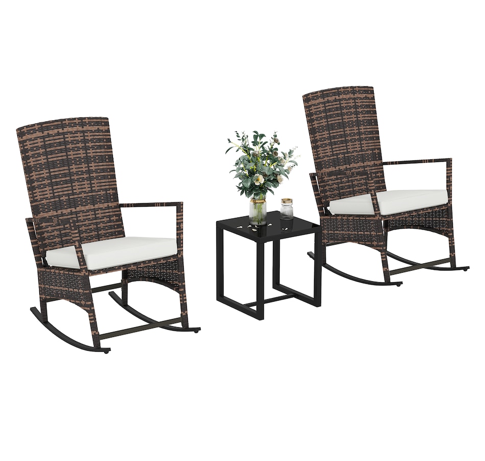 Image 964514.jpg, Product 964-514 / Price $240.99, Outsunny Rocking Bistro Set w/ Adjustable High Back, Wicker Patio Furniture from Outsunny on TSC.ca's Home & Garden department