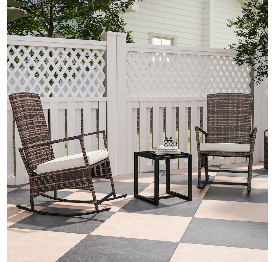 Image 964514_ALTMORE1.jpg, Product 964-514 / Price $240.99, Outsunny Rocking Bistro Set w/ Adjustable High Back, Wicker Patio Furniture from Outsunny on TSC.ca's Home & Garden department