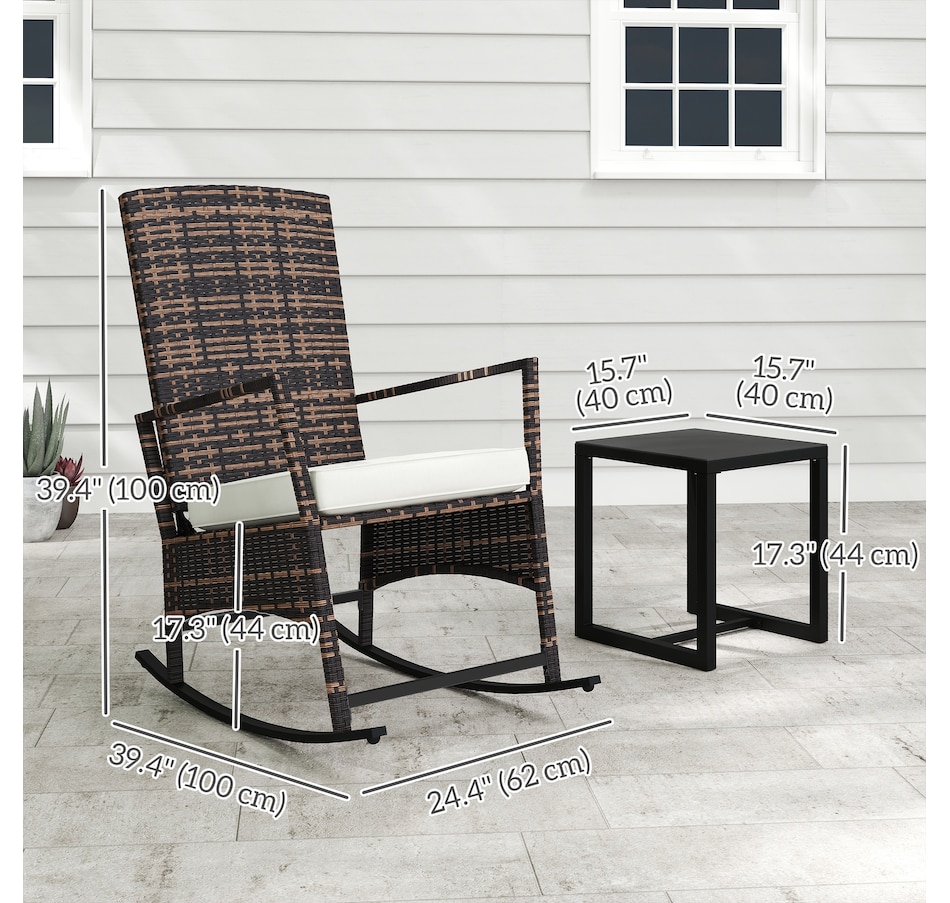 Image 964514_ALTMORE2.jpg, Product 964-514 / Price $240.99, Outsunny Rocking Bistro Set w/ Adjustable High Back, Wicker Patio Furniture from Outsunny on TSC.ca's Home & Garden department