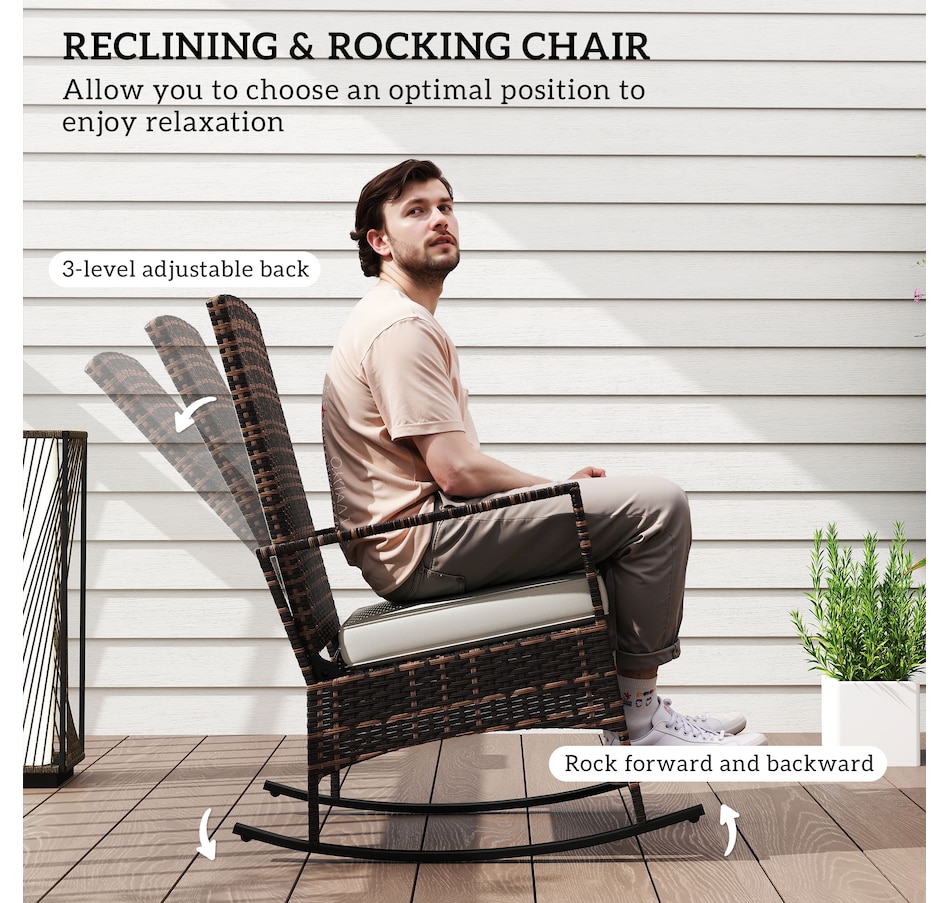 Image 964514_ALTMORE3.jpg, Product 964-514 / Price $240.99, Outsunny Rocking Bistro Set w/ Adjustable High Back, Wicker Patio Furniture from Outsunny on TSC.ca's Home & Garden department
