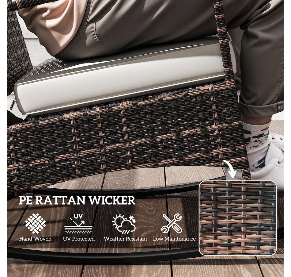 Image 964514_ALTMORE4.jpg, Product 964-514 / Price $240.99, Outsunny Rocking Bistro Set w/ Adjustable High Back, Wicker Patio Furniture from Outsunny on TSC.ca's Home & Garden department