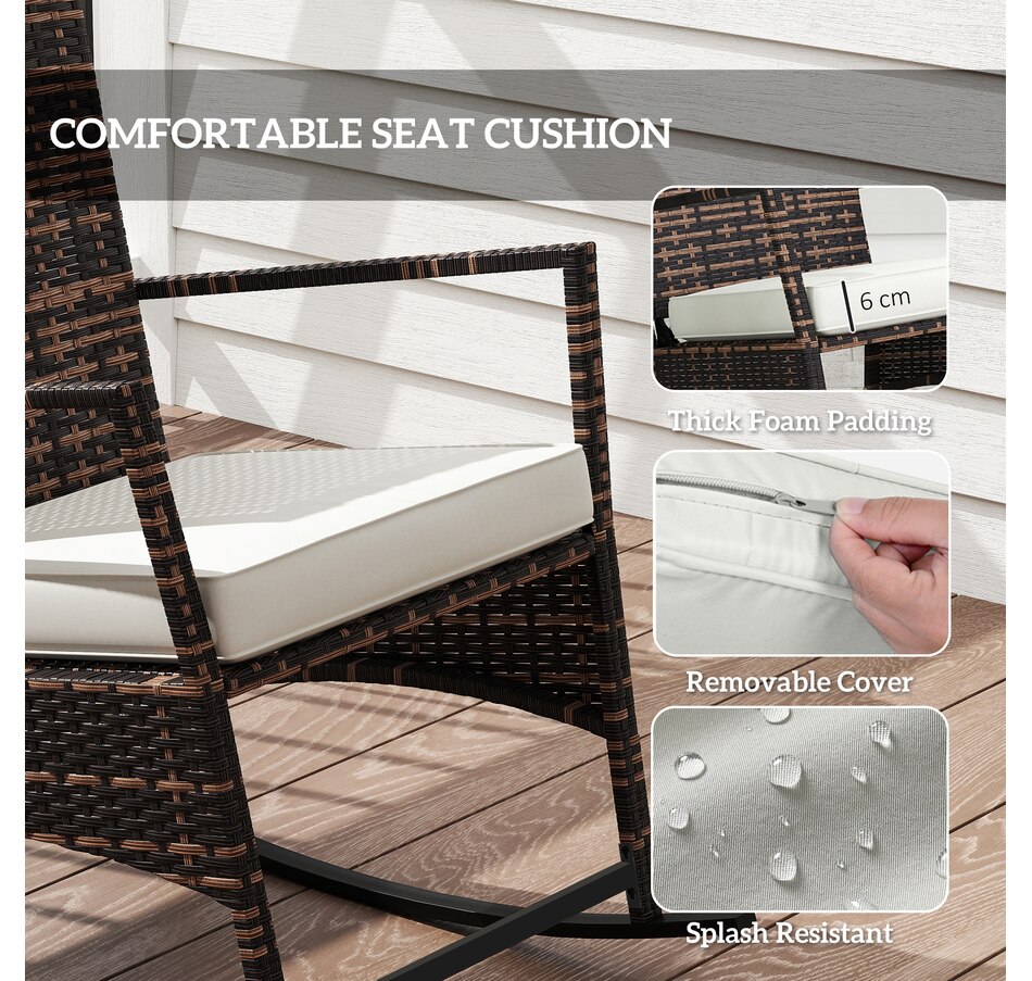 Image 964514_ALTMORE6.jpg, Product 964-514 / Price $240.99, Outsunny Rocking Bistro Set w/ Adjustable High Back, Wicker Patio Furniture from Outsunny on TSC.ca's Home & Garden department