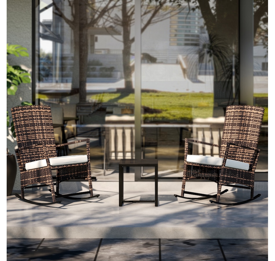 Image 964514_ALTMORE8.jpg, Product 964-514 / Price $240.99, Outsunny Rocking Bistro Set w/ Adjustable High Back, Wicker Patio Furniture from Outsunny on TSC.ca's Home & Garden department