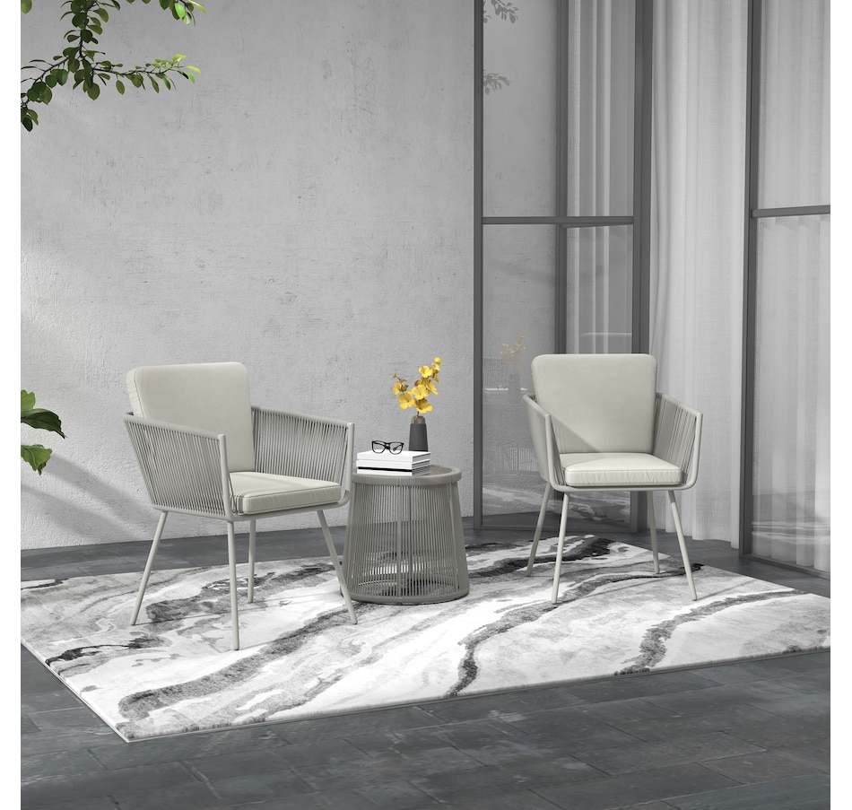Image 964516_ALTMORE1.jpg, Product 964-516 / Price $229.99 - $259.99, Outsunny 3 Piece Outdoor Bistro Set, Wicker Patio Furniture, Light Grey from Outsunny on TSC.ca's Home & Garden department