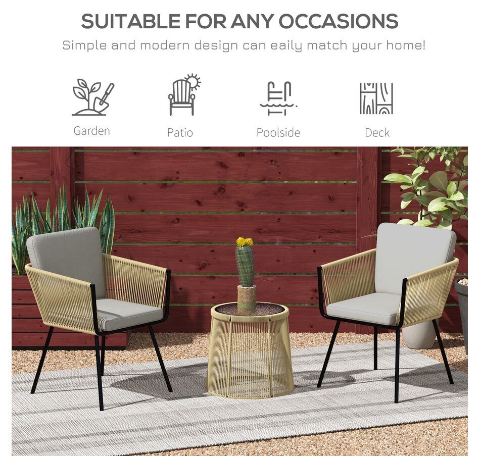 Image 964516_ALTMORE14.jpg, Product 964-516 / Price $229.99 - $259.99, Outsunny 3 Piece Outdoor Bistro Set, Wicker Patio Furniture, Light Grey from Outsunny on TSC.ca's Home & Garden department