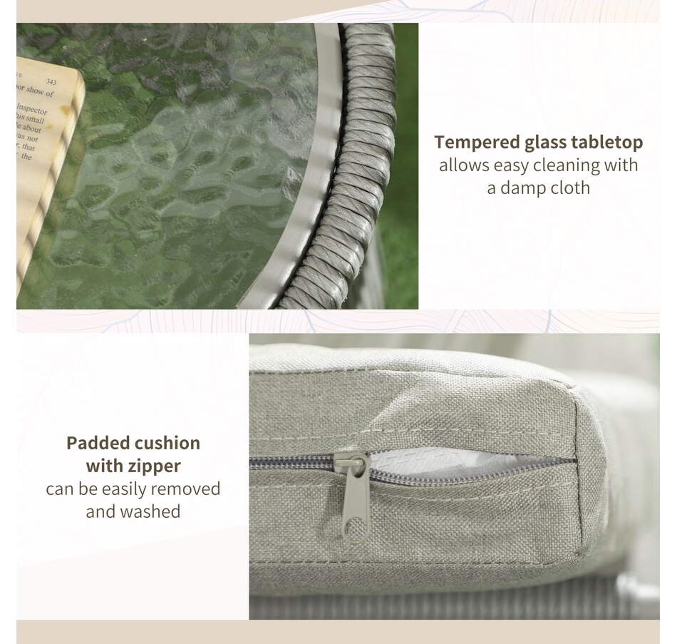 Image 964516_ALTMORE4.jpg, Product 964-516 / Price $229.99 - $259.99, Outsunny 3 Piece Outdoor Bistro Set, Wicker Patio Furniture, Light Grey from Outsunny on TSC.ca's Home & Garden department