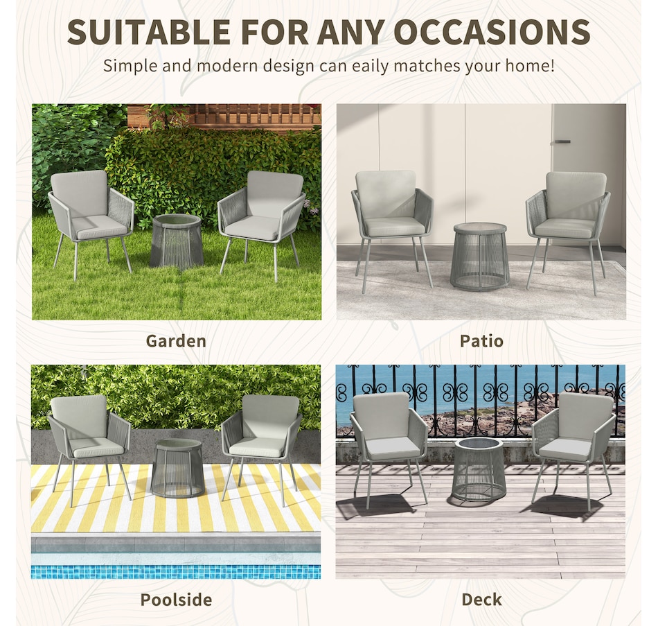 Image 964516_ALTMORE6.jpg, Product 964-516 / Price $229.99 - $259.99, Outsunny 3 Piece Outdoor Bistro Set, Wicker Patio Furniture, Light Grey from Outsunny on TSC.ca's Home & Garden department