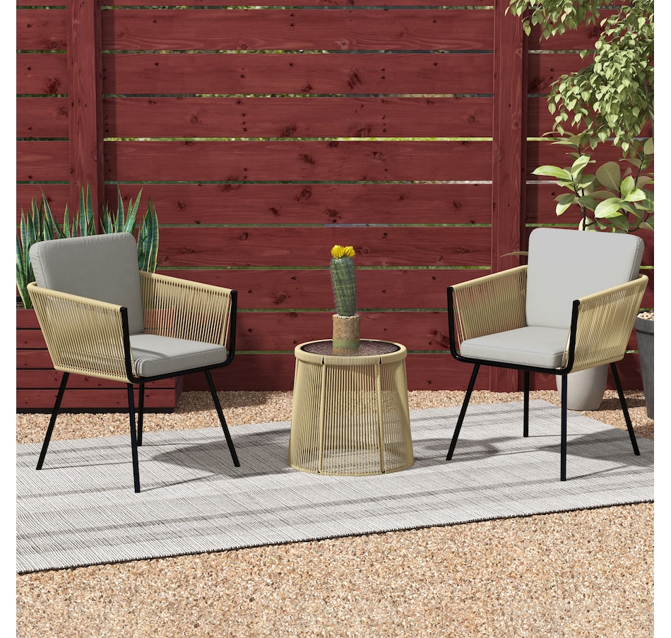 Image 964516_ALTMORE9.jpg, Product 964-516 / Price $229.99 - $259.99, Outsunny 3 Piece Outdoor Bistro Set, Wicker Patio Furniture, Light Grey from Outsunny on TSC.ca's Home & Garden department
