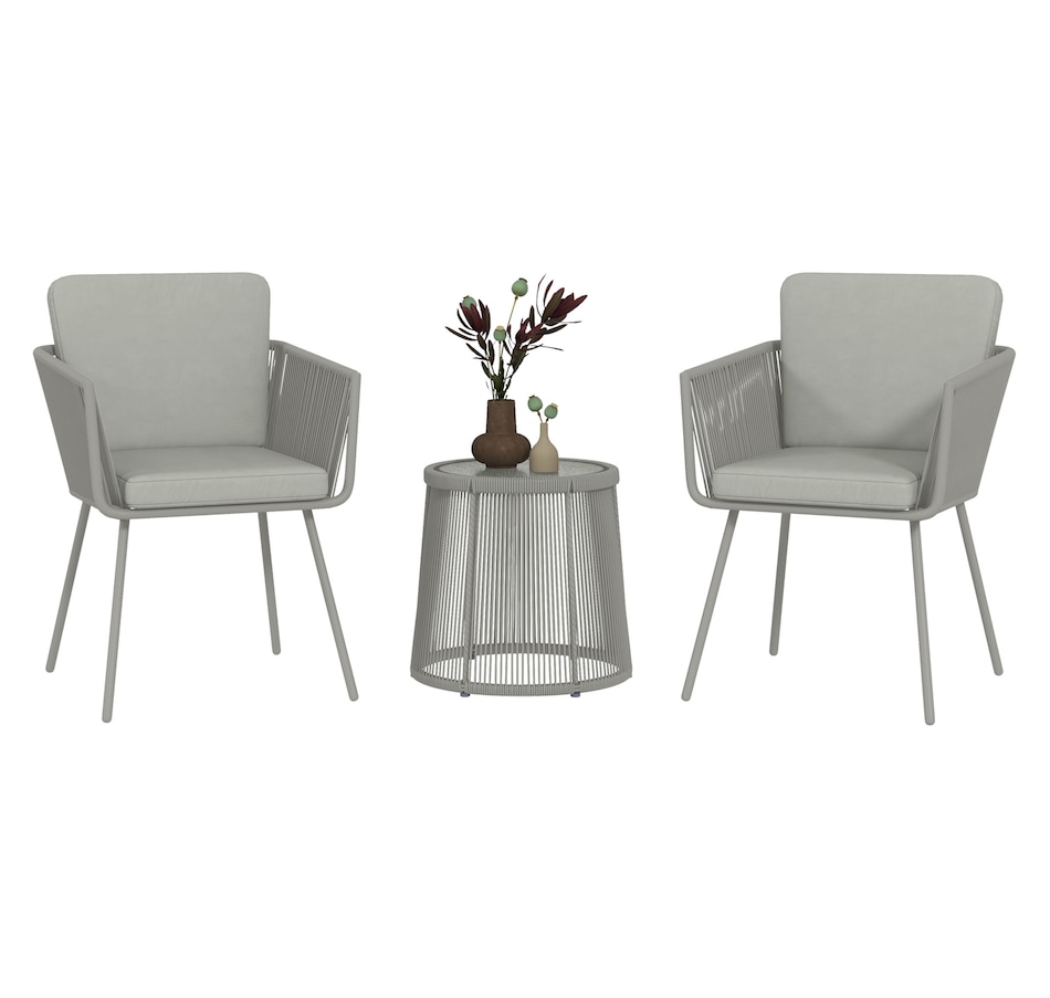 Image 964516_ST01.jpg, Product 964-516 / Price $229.99 - $259.99, Outsunny 3 Piece Outdoor Bistro Set, Wicker Patio Furniture, Light Grey from Outsunny on TSC.ca's Home & Garden department
