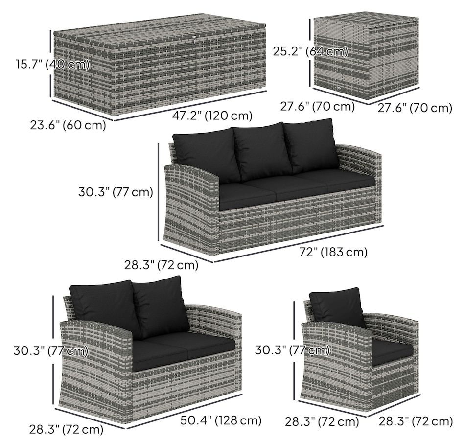Image 964519_ALTMORE10.jpg, Product 964-519 / Price $1,194.99, Outsunny 6PCS Patio Furniture Set Rattan Wicker Patio Sofa Set, Orange from Outsunny on TSC.ca's Home & Garden department