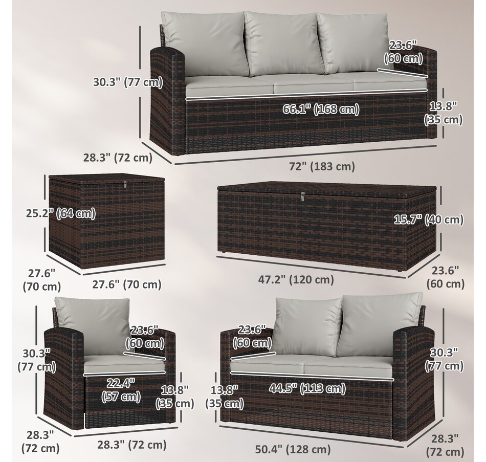 Image 964519_ALTMORE18.jpg, Product 964-519 / Price $1,194.99, Outsunny 6PCS Patio Furniture Set Rattan Wicker Patio Sofa Set, Orange from Outsunny on TSC.ca's Home & Garden department