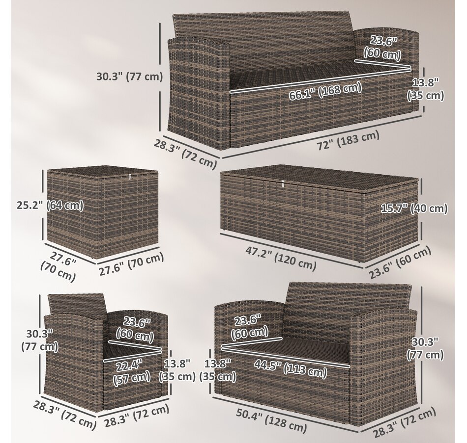 Image 964519_ALTMORE2.jpg, Product 964-519 / Price $1,194.99, Outsunny 6PCS Patio Furniture Set Rattan Wicker Patio Sofa Set, Orange from Outsunny on TSC.ca's Home & Garden department