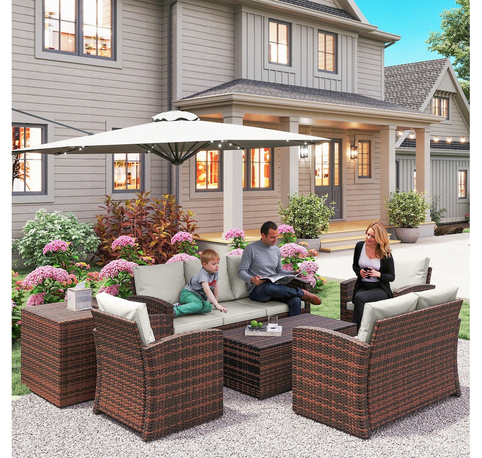 Image 964519_ALTMORE23.jpg, Product 964-519 / Price $1,194.99, Outsunny 6PCS Patio Furniture Set Rattan Wicker Patio Sofa Set, Orange from Outsunny on TSC.ca's Home & Garden department