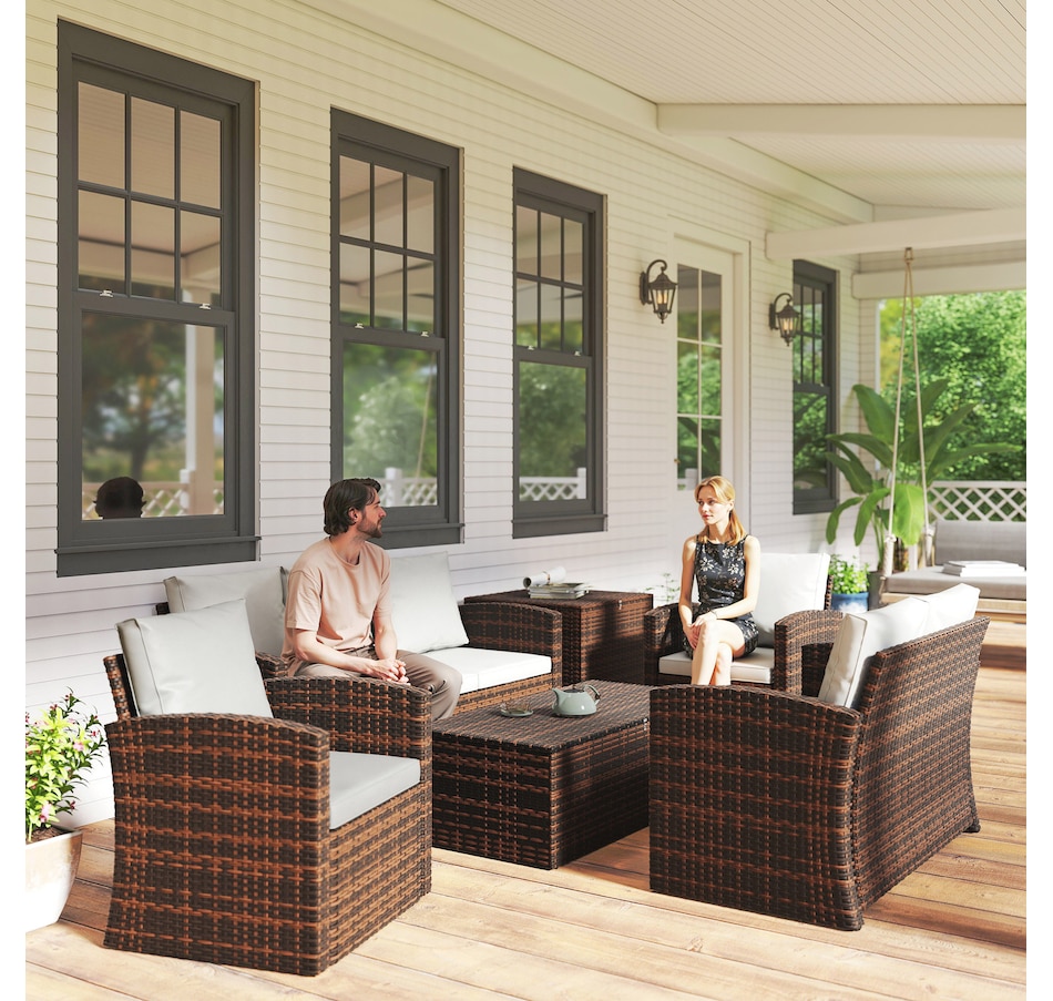 Image 964519_ALTMORE24.jpg, Product 964-519 / Price $1,194.99, Outsunny 6PCS Patio Furniture Set Rattan Wicker Patio Sofa Set, Orange from Outsunny on TSC.ca's Home & Garden department