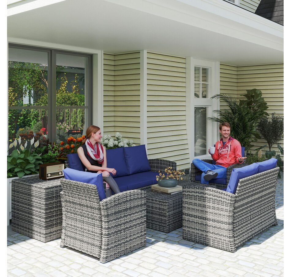 Image 964519_ALTMORE25.jpg, Product 964-519 / Price $1,194.99, Outsunny 6PCS Patio Furniture Set Rattan Wicker Patio Sofa Set, Orange from Outsunny on TSC.ca's Home & Garden department