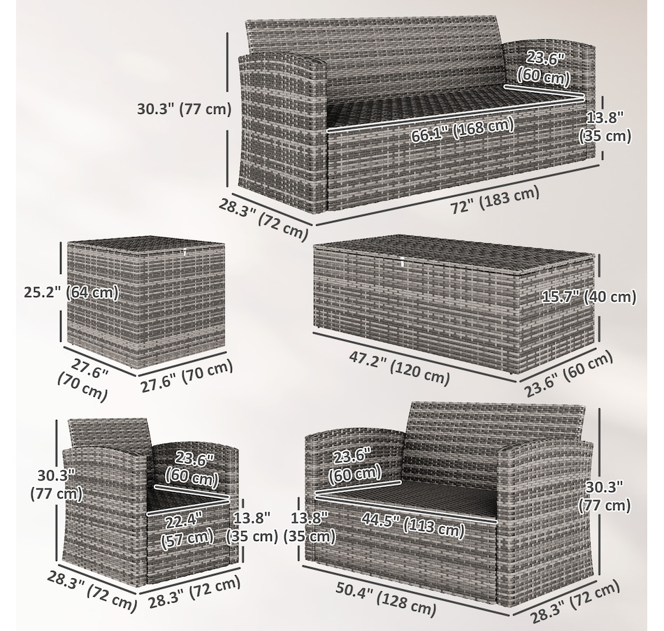 Image 964519_ALTMORE26.jpg, Product 964-519 / Price $1,194.99, Outsunny 6PCS Patio Furniture Set Rattan Wicker Patio Sofa Set, Orange from Outsunny on TSC.ca's Home & Garden department
