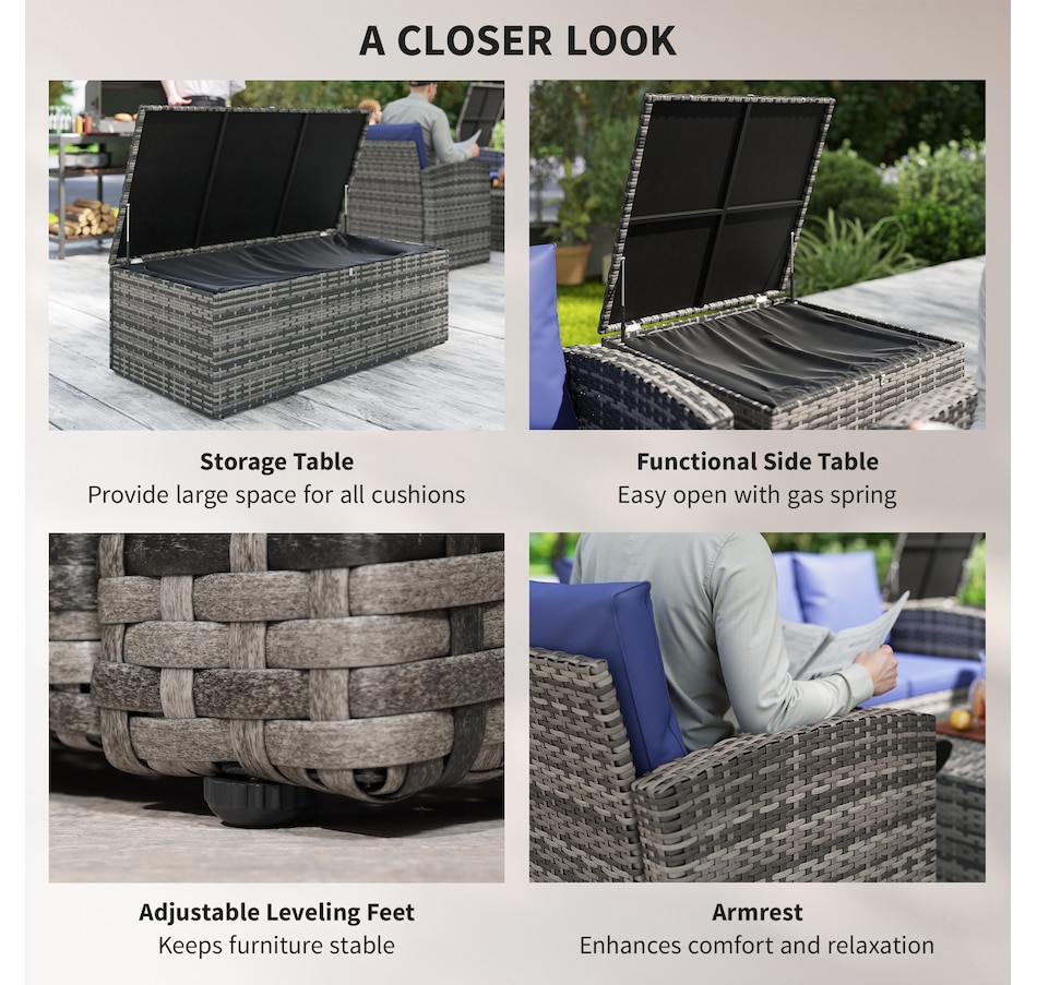 Image 964519_ALTMORE29.jpg, Product 964-519 / Price $1,194.99, Outsunny 6PCS Patio Furniture Set Rattan Wicker Patio Sofa Set, Orange from Outsunny on TSC.ca's Home & Garden department