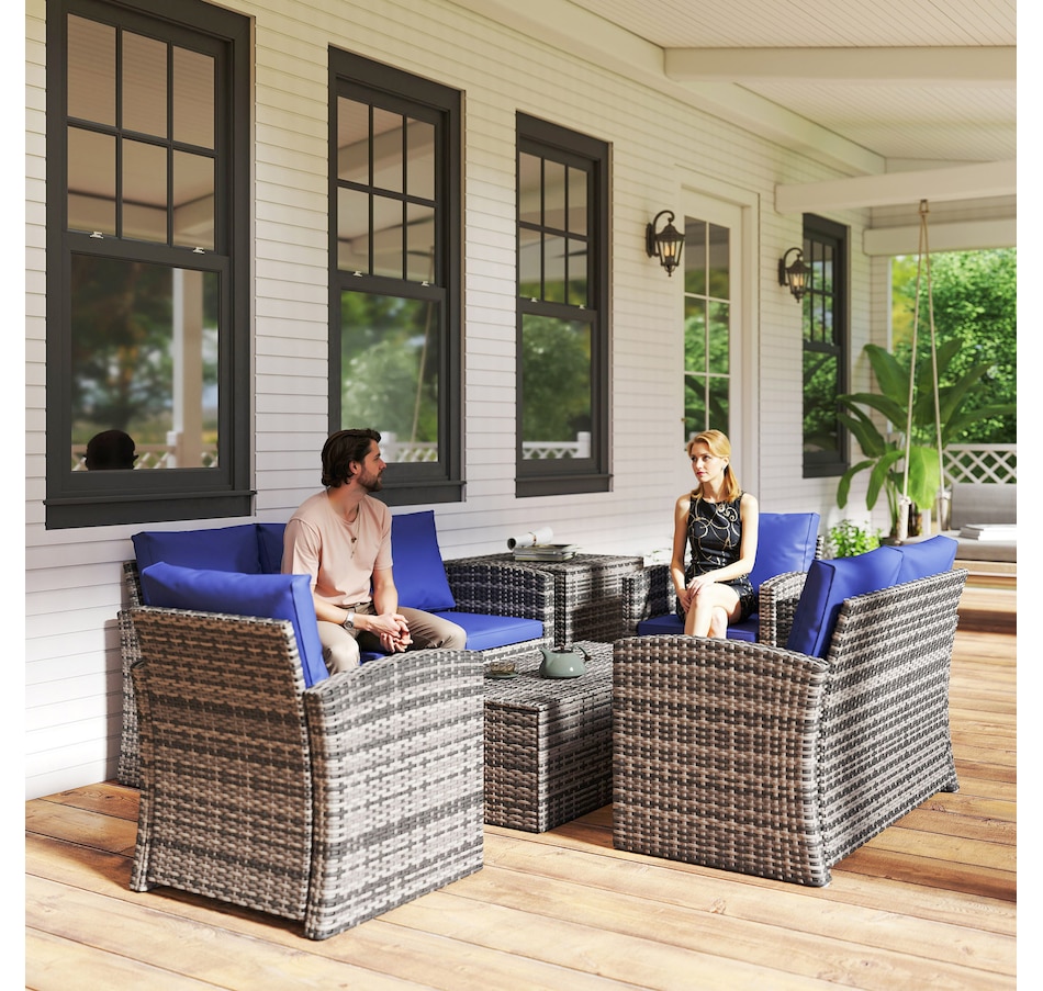 Image 964519_ALTMORE32.jpg, Product 964-519 / Price $1,194.99, Outsunny 6PCS Patio Furniture Set Rattan Wicker Patio Sofa Set, Orange from Outsunny on TSC.ca's Home & Garden department
