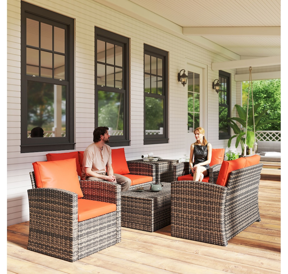 Image 964519_ALTMORE8.jpg, Product 964-519 / Price $1,194.99, Outsunny 6PCS Patio Furniture Set Rattan Wicker Patio Sofa Set, Orange from Outsunny on TSC.ca's Home & Garden department