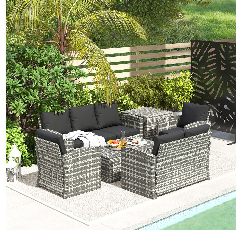 Image 964519_ALTMORE9.jpg, Product 964-519 / Price $1,194.99, Outsunny 6PCS Patio Furniture Set Rattan Wicker Patio Sofa Set, Orange from Outsunny on TSC.ca's Home & Garden department