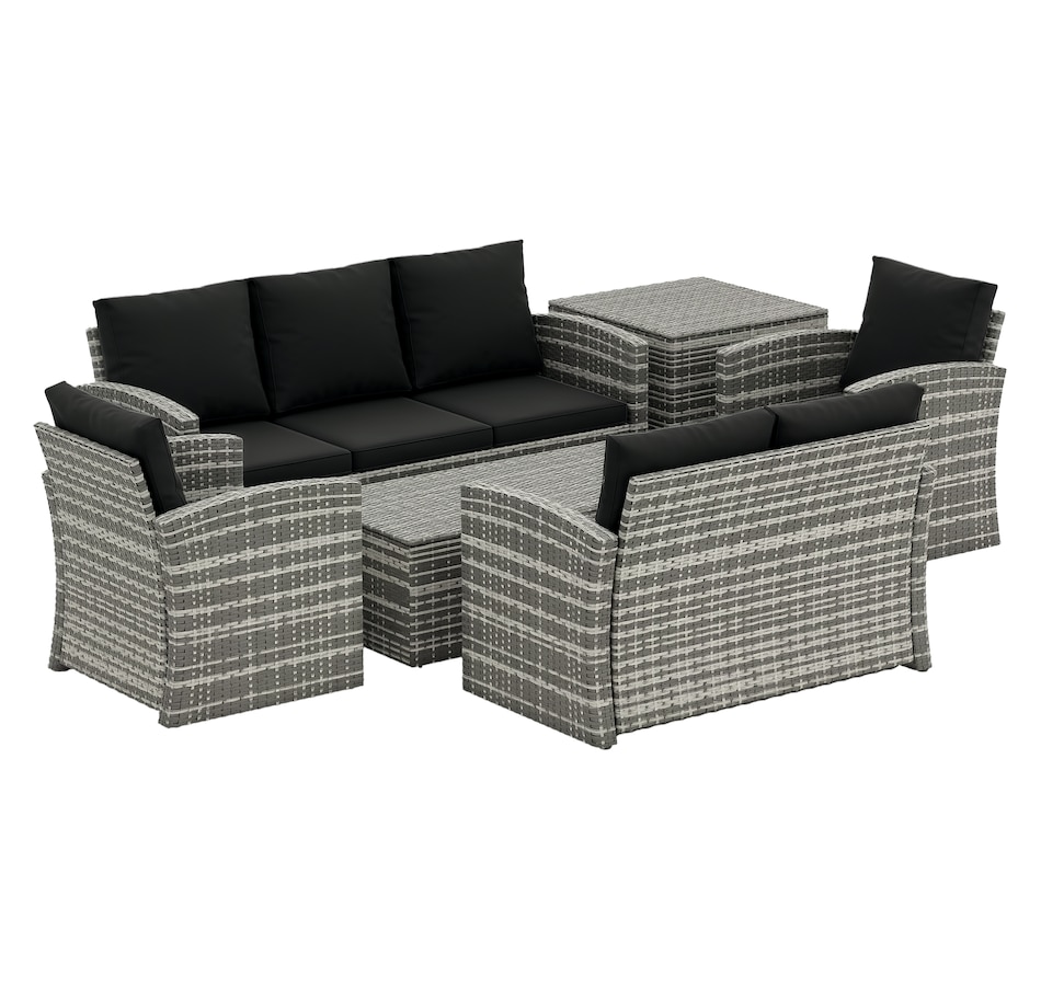 Image 964519_ST02.png, Product 964-519 / Price $1,194.99, Outsunny 6PCS Patio Furniture Set Rattan Wicker Patio Sofa Set, Orange from Outsunny on TSC.ca's Home & Garden department