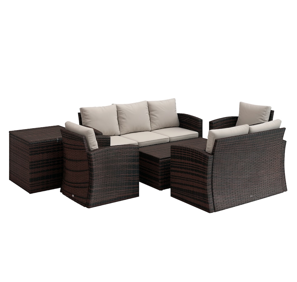 Image 964519_ST03.png, Product 964-519 / Price $1,194.99, Outsunny 6PCS Patio Furniture Set Rattan Wicker Patio Sofa Set, Orange from Outsunny on TSC.ca's Home & Garden department