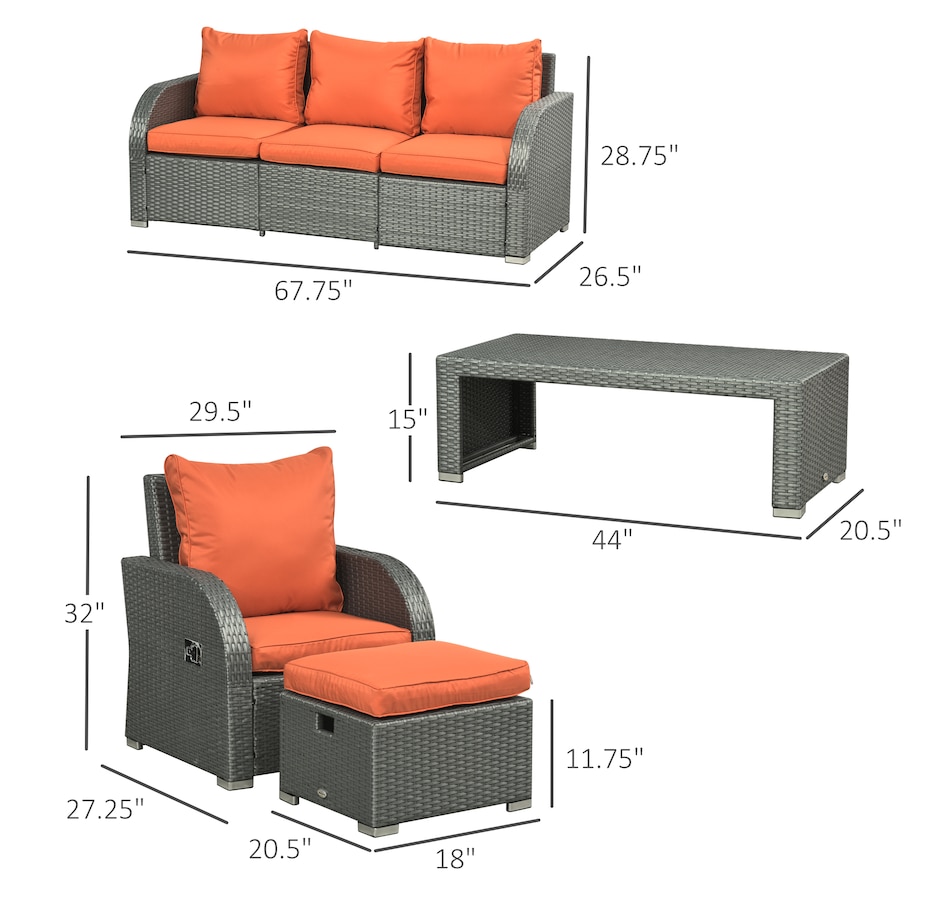 Image 964522_ALTMORE10.jpg, Product 964-522 / Price $1,049.99 - $1,149.99, Outsunny Patio Furniture with Cushions from Outsunny on TSC.ca's Home & Garden department
