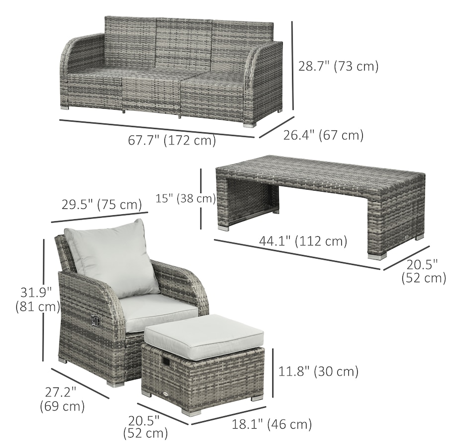 Image 964522_ALTMORE18.jpg, Product 964-522 / Price $1,049.99 - $1,149.99, Outsunny Patio Furniture with Cushions from Outsunny on TSC.ca's Home & Garden department