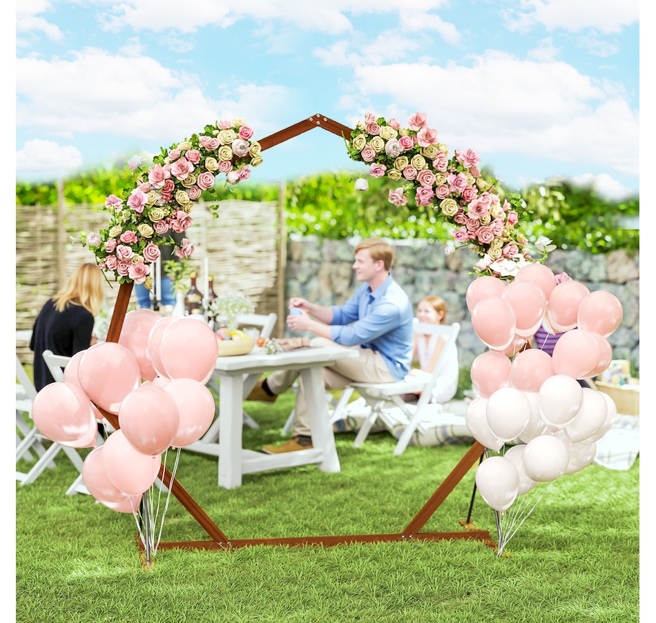 Image 964531_ALTMORE1.jpg, Product 964-531 / Price $69.99, Outsunny 7FT Wedding Arch, Heptagon Wooden Arch for Ceremony, Brown from Outsunny on TSC.ca's Home & Garden department