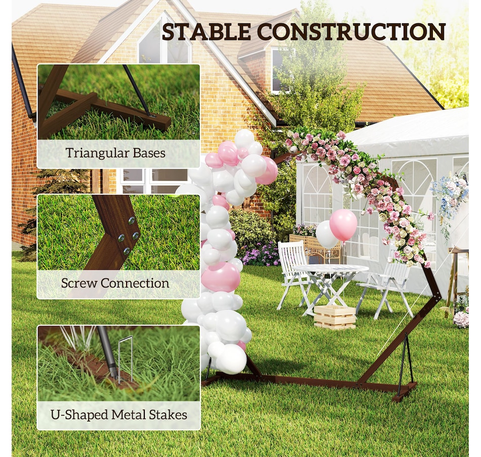 Image 964531_ALTMORE5.jpg, Product 964-531 / Price $69.99, Outsunny 7FT Wedding Arch, Heptagon Wooden Arch for Ceremony, Brown from Outsunny on TSC.ca's Home & Garden department