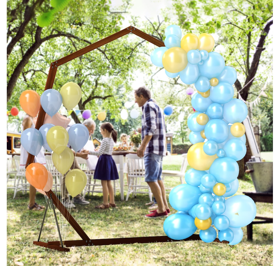 Image 964531_ALTMORE8.jpg, Product 964-531 / Price $69.99, Outsunny 7FT Wedding Arch, Heptagon Wooden Arch for Ceremony, Brown from Outsunny on TSC.ca's Home & Garden department