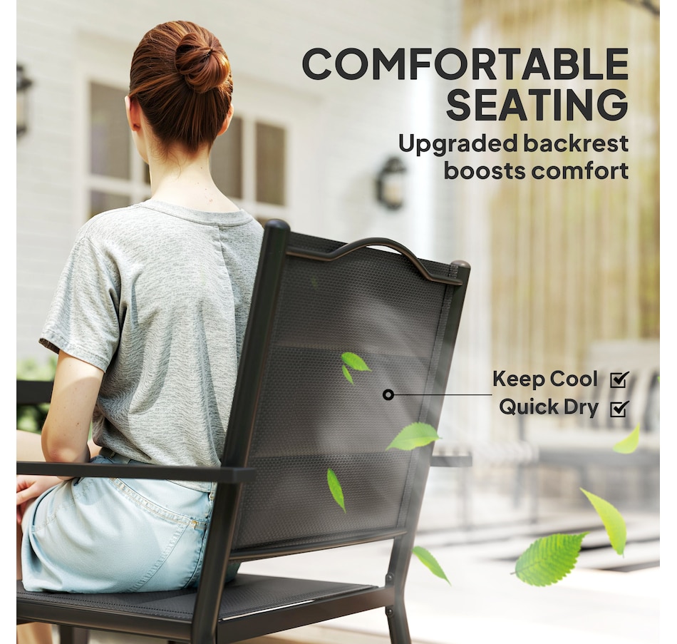 Image 964552_ALTMORE7.jpg, Product 964-552 / Price $409.99, Outsunny 5PCs Outdoor Dining Set w/ 4 Stackable Chairs & Tempered Glass Top from Outsunny on TSC.ca's Home & Garden department