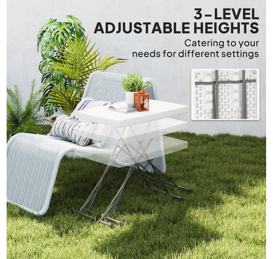 Image 964555_ALTMORE3.jpg, Product 964-555 / Price $69.99, Outsunny Folding Outdoor Table, 3-Level Camping Table, HDPE Picnic Table from Outsunny on TSC.ca's Home & Garden department