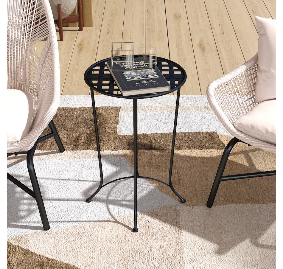 Image 964557_ALTMORE1.jpg, Product 964-557 / Price $49.99, Outsunny 16" Patio Side Table, Metal Outdoor Table with Grid Top, Black from Outsunny on TSC.ca's Home & Garden department